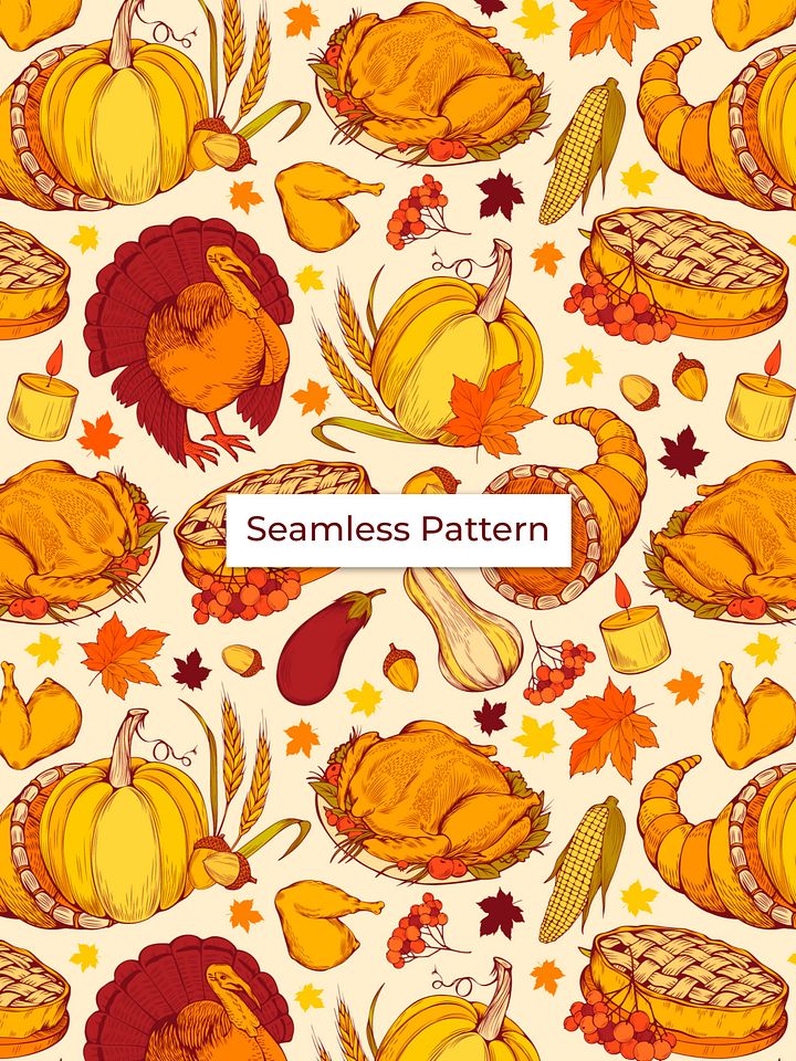 Traditional Thanksgiving Single Seamless Pattern product image (1)