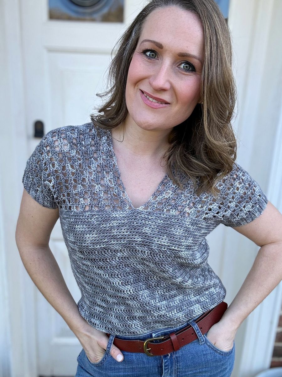 Top Down V Neck Crochet Top / Hawthorne Tee Pattern / Pdf crochet pattern / Seamless Summer Crochet Top xs to 5xl product image (5)