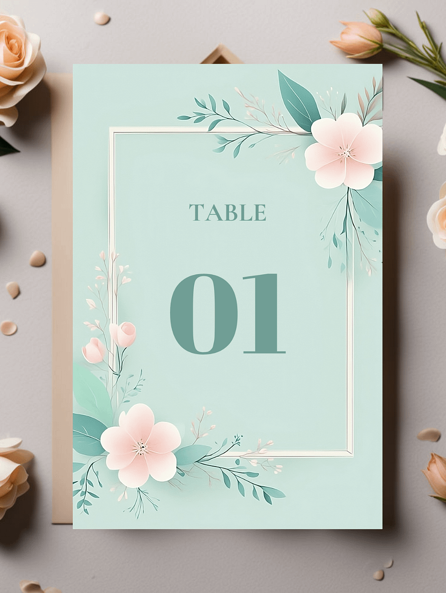 Floral Table Number Card - Dizynai (DTN-02) product image (1)