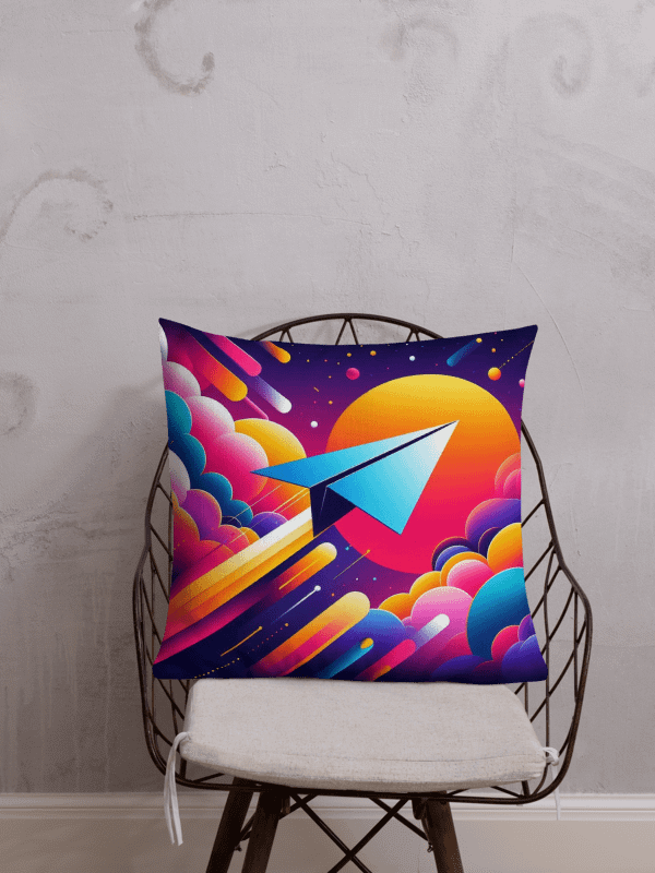 Skybound Dreams Premium Pillow | AI design paper airplane product image (1)