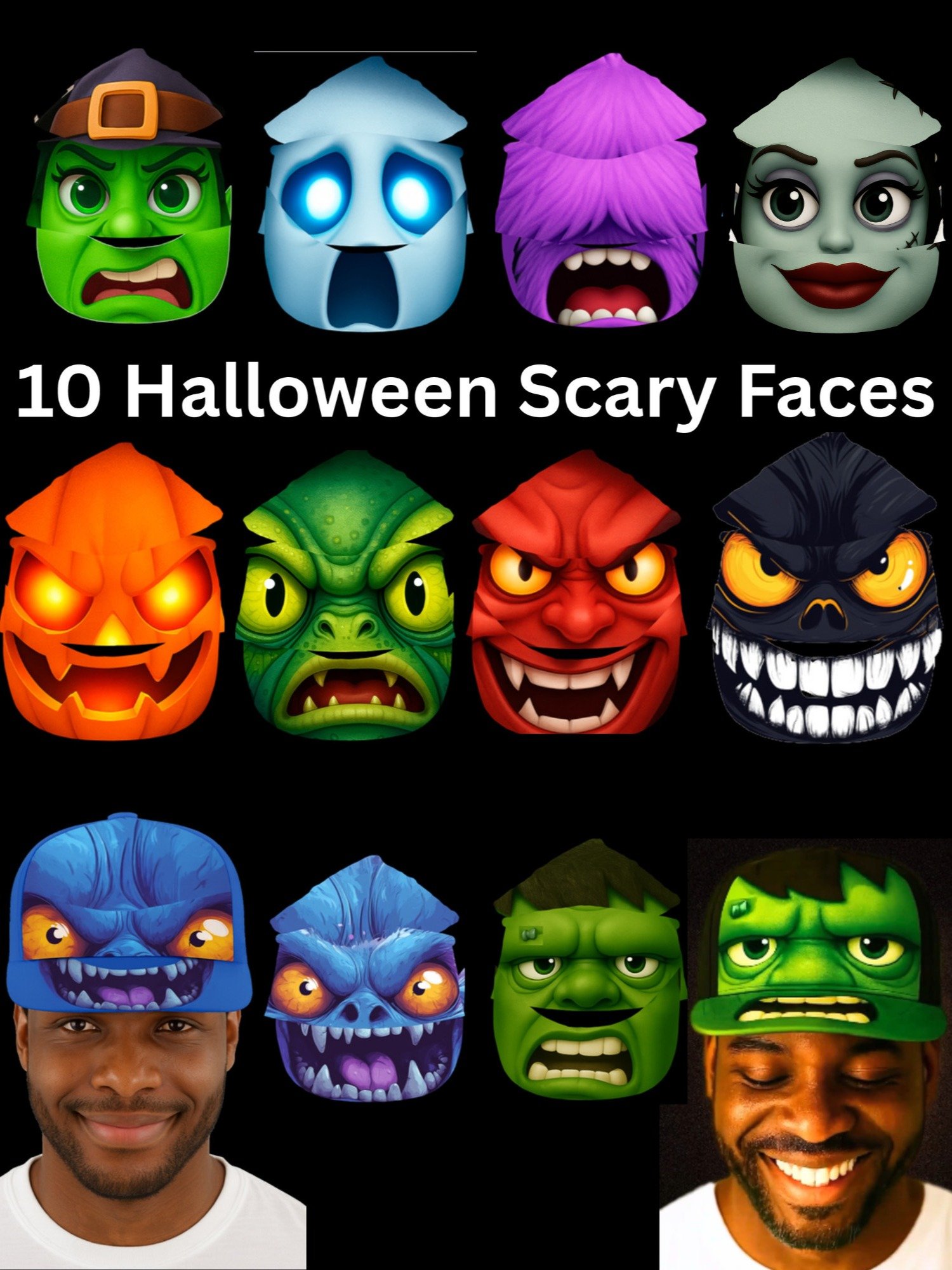 Halloween 3D Sublimation Face Hat Templates - Editable in Canva PDF product image (9)