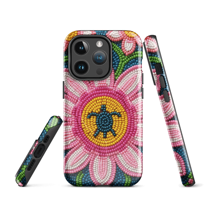 Turtle and Floral Faux-Beadwork iPhone® Tough Case product image (3)