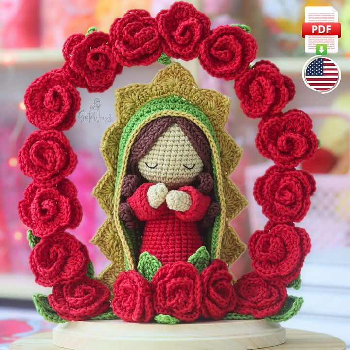 Virgin of Guadalupe Handmade Amigurumi with Roses: A Gift of Faith and Love (Digital Download) product image (1)