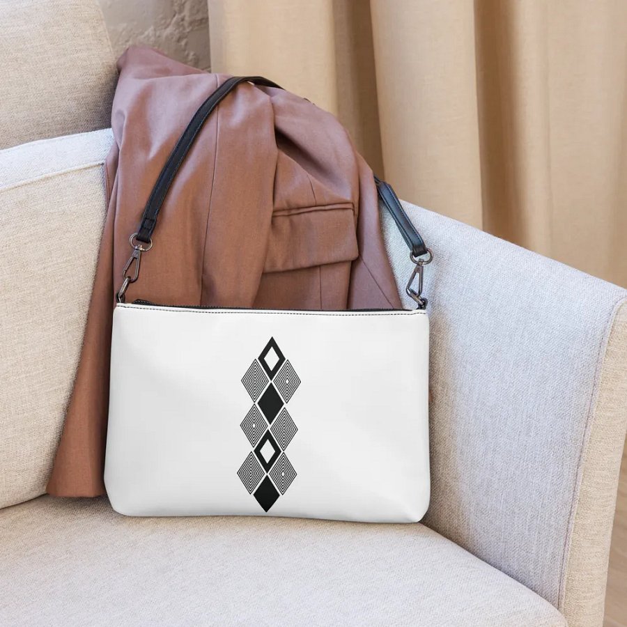 Black and white triangle design crossbody bag product image (3)