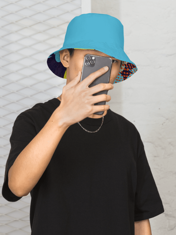 Reversible Bucket Hat – Retro Print Exterior & Sky Blue Interior | Lightweight & Breathable product image (3)