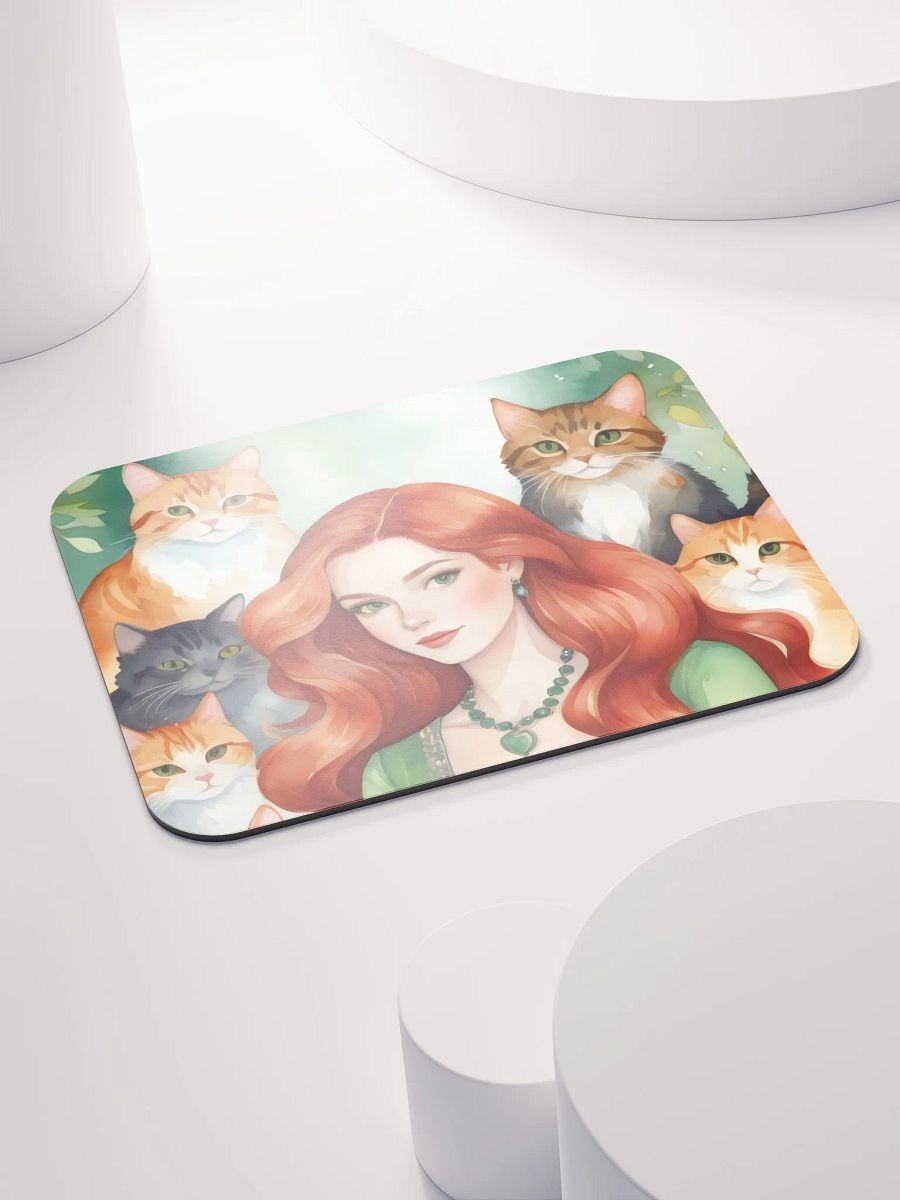 Red Cat Lady Mouse Pad product image (5)