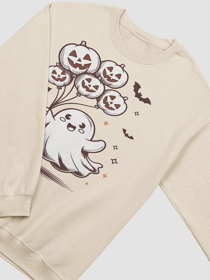 Cute Ghost & Pumpkin Balloons Halloween Sweatshirt – Funny Cozy Spooky Season Crewneck for Kids & Adults product image (2)