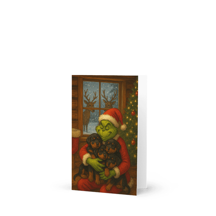Grinch & Rottweiler puppies Greeting Card product image (1)