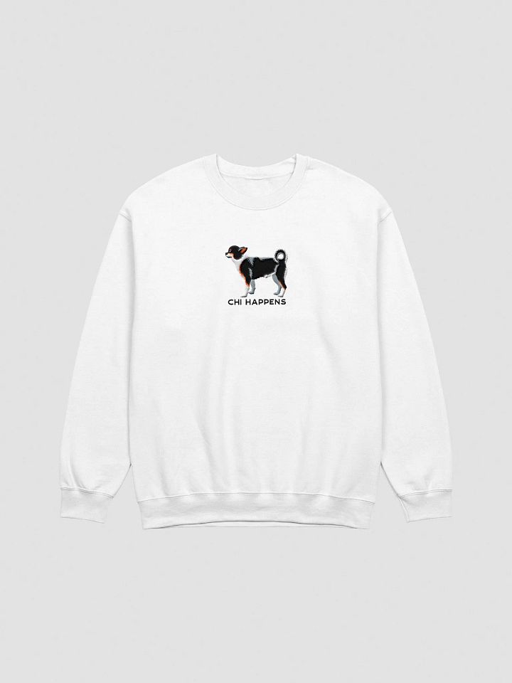 Chi Happens Sweatshirt (Embroidered) of a Chihuahua(Tricolor) product image (16)