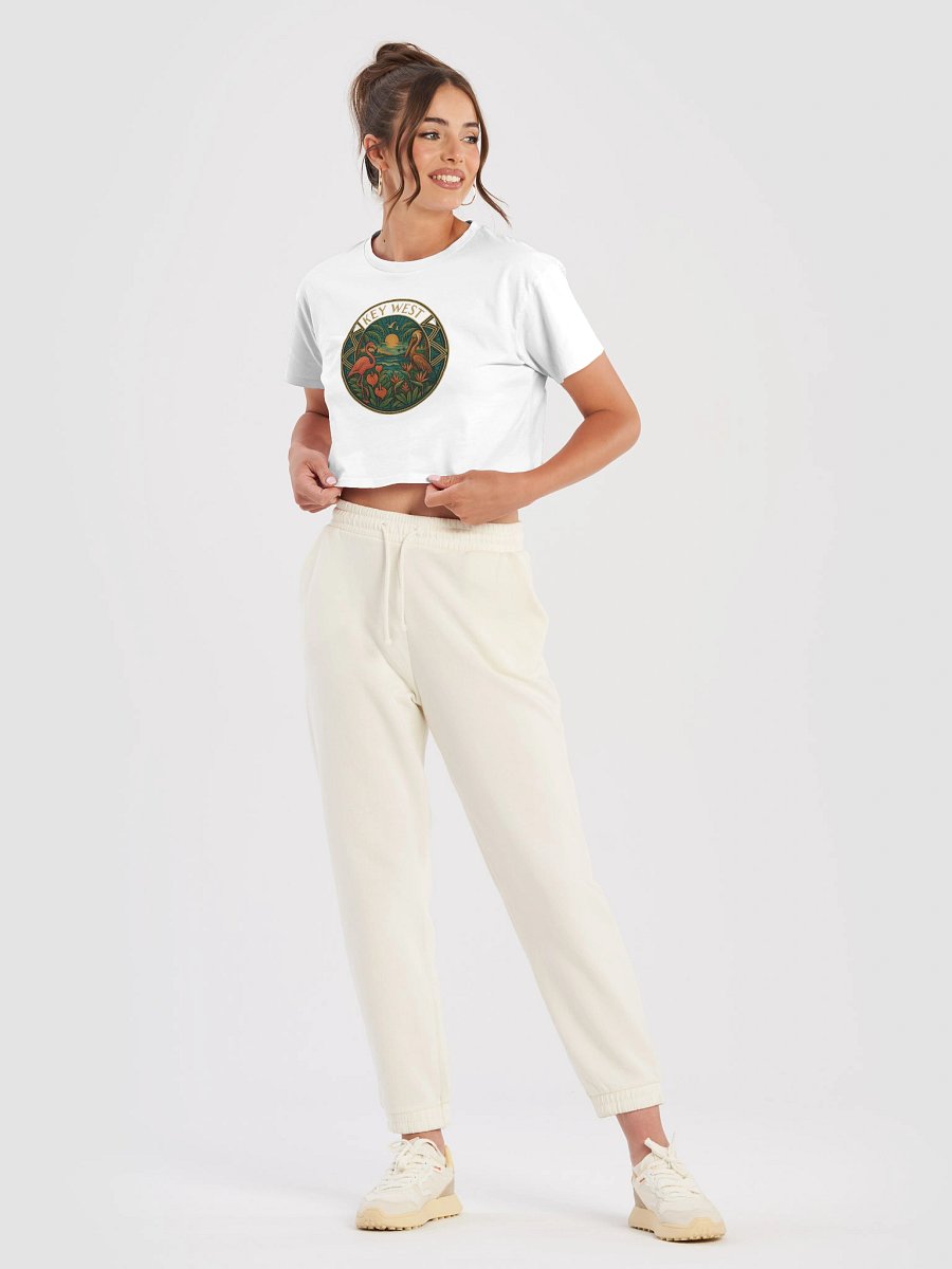 Key West Tropical Ladies Crop Top with Pelican and Flamingo product image (14)