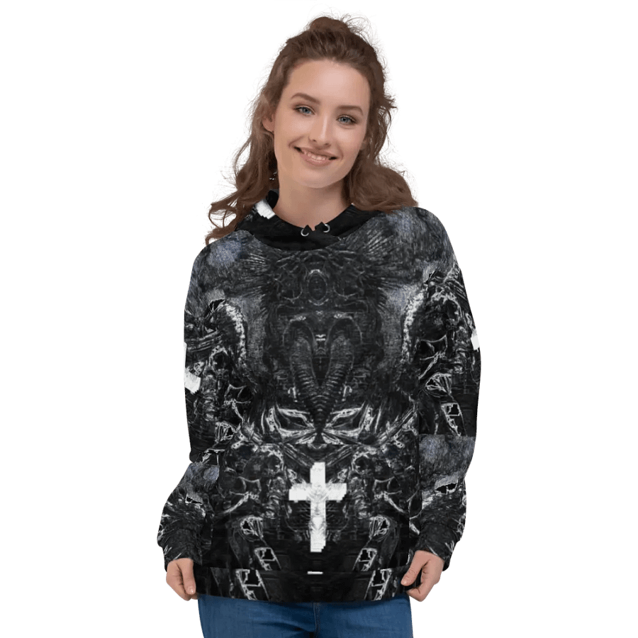 Gothic Cruciform Angel Unisex AOP Hoodie product image (3)