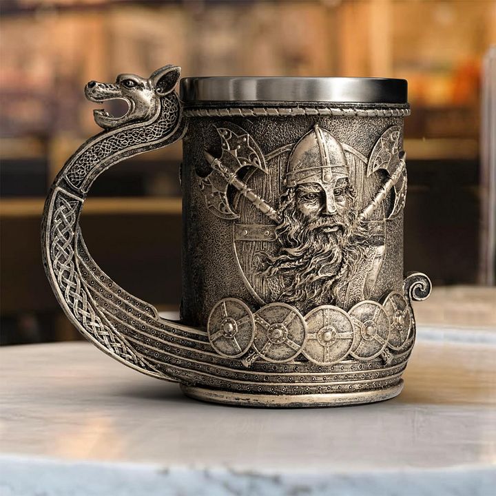 Viking Decor Beer Mug Coffee Cup with Dragon Handle – A Tribute to the Viking Age product image (1)