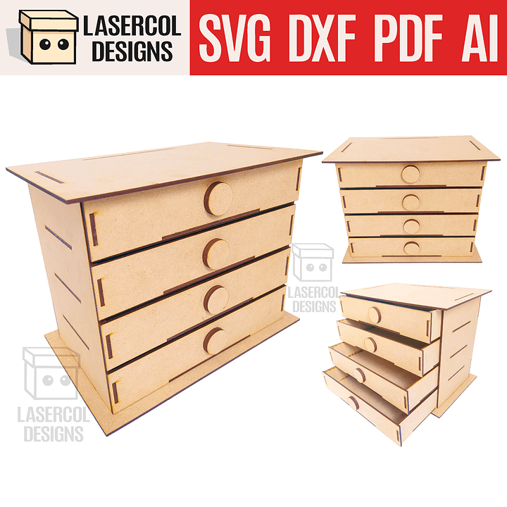 4 Drawers Desk Organizer - Laser Cut Files product image (1)