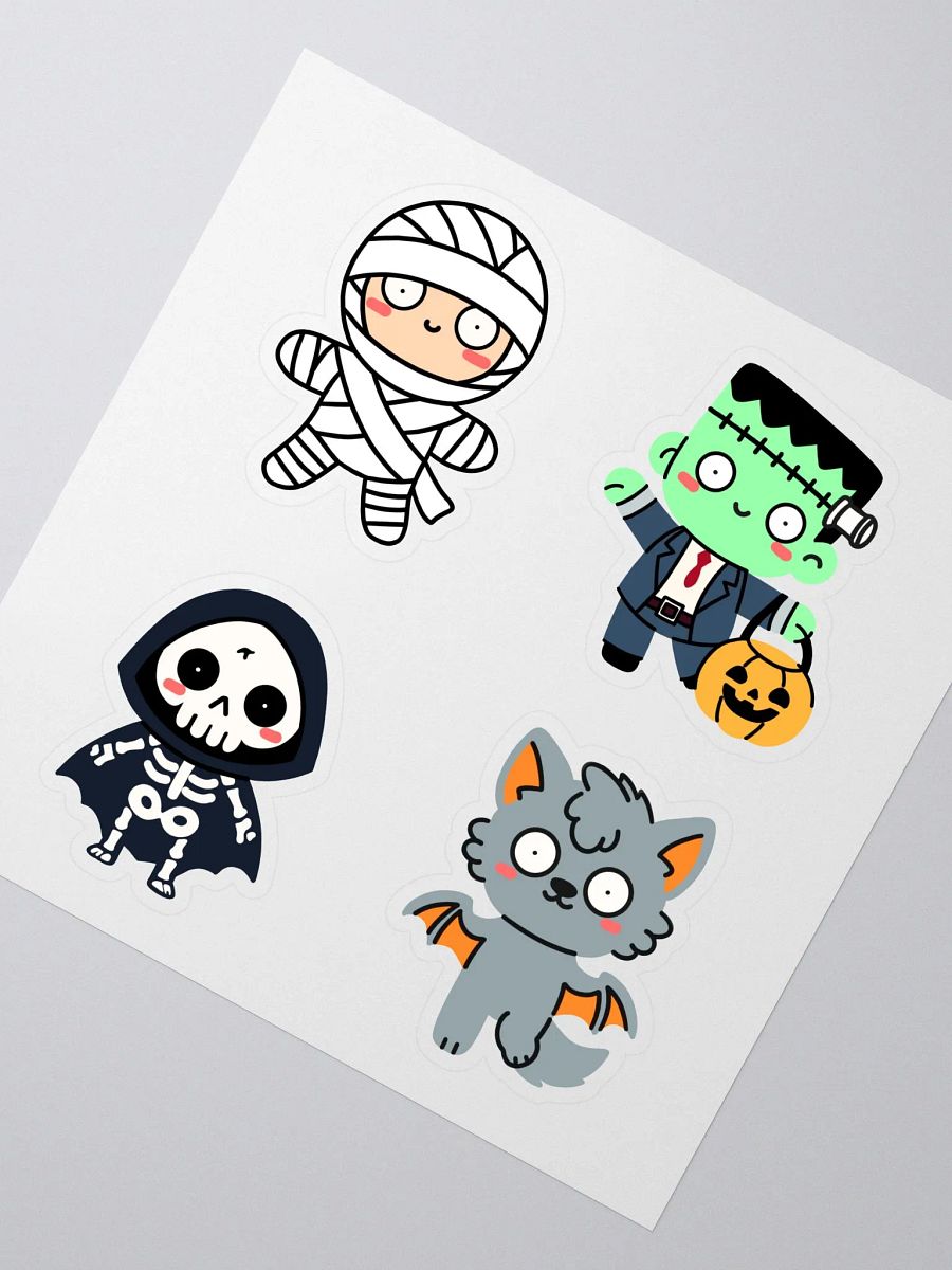 Cute Halloween Stickers Pack – Spooky Mummy, Frankenstein, Skeleton & Werewolf Characters product image (3)