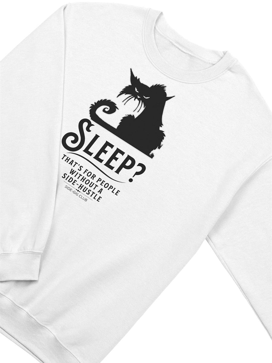 Sleepless Grind: Hustler Cat Crewneck Sweatshirt in Vivid Black product image (4)