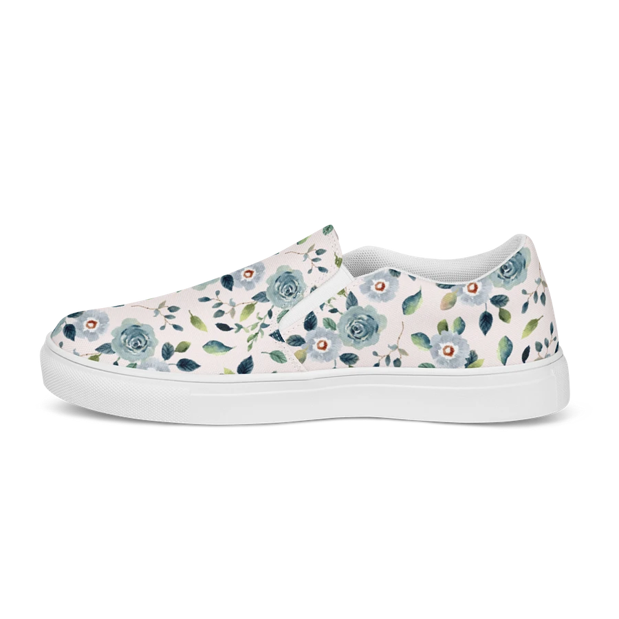 Floral Blue Flowers Pattern Womens Slip On Canvas Shoes product image (5)