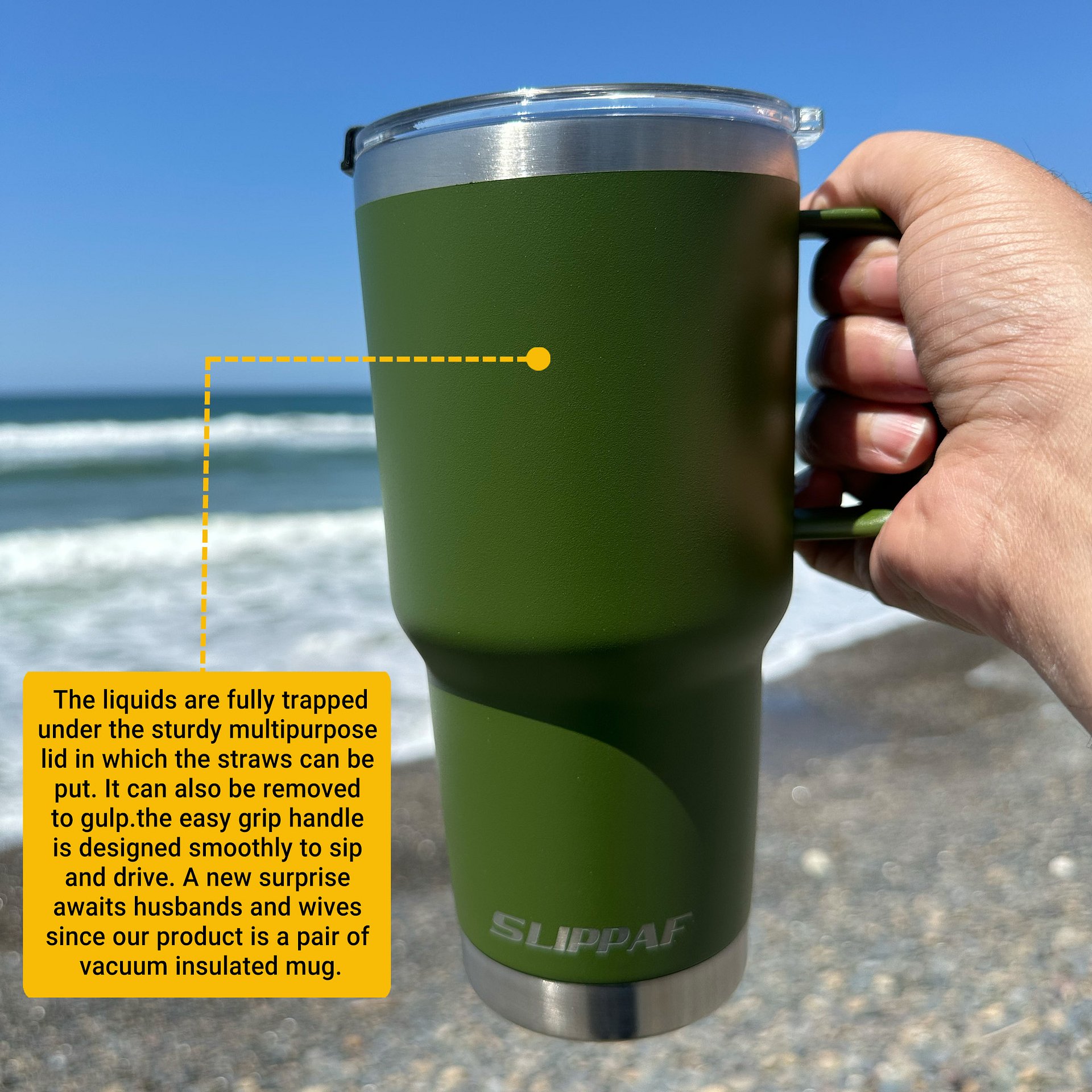 2 pack Tumbler 20 + 30 Oz With Handle, Lid and Straw (Green) product image (3)