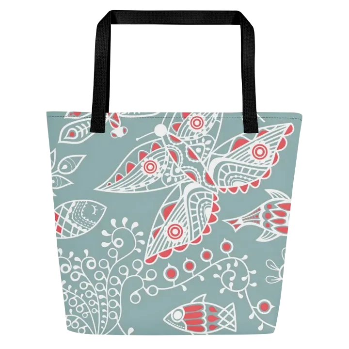 Abstract Butterfly Tote With Pocket Bag #733 product image (1)