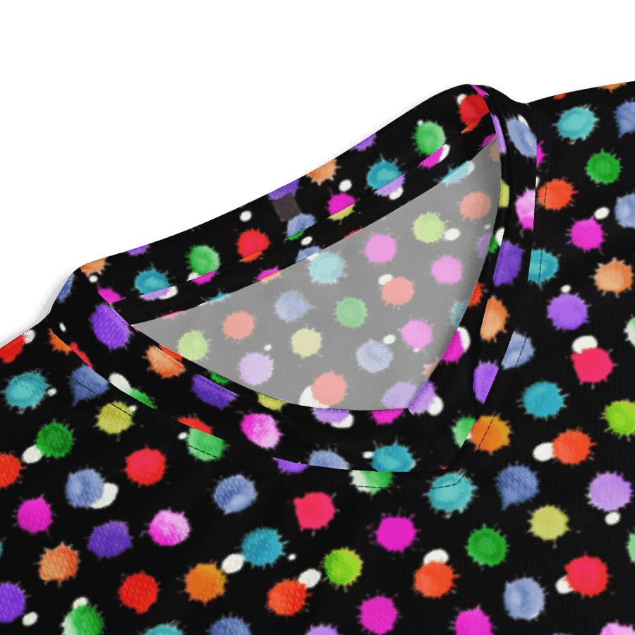 Ladies all over print t shirt black with watercolor dots design. Ideal for casual as well as evening wear product image (4)