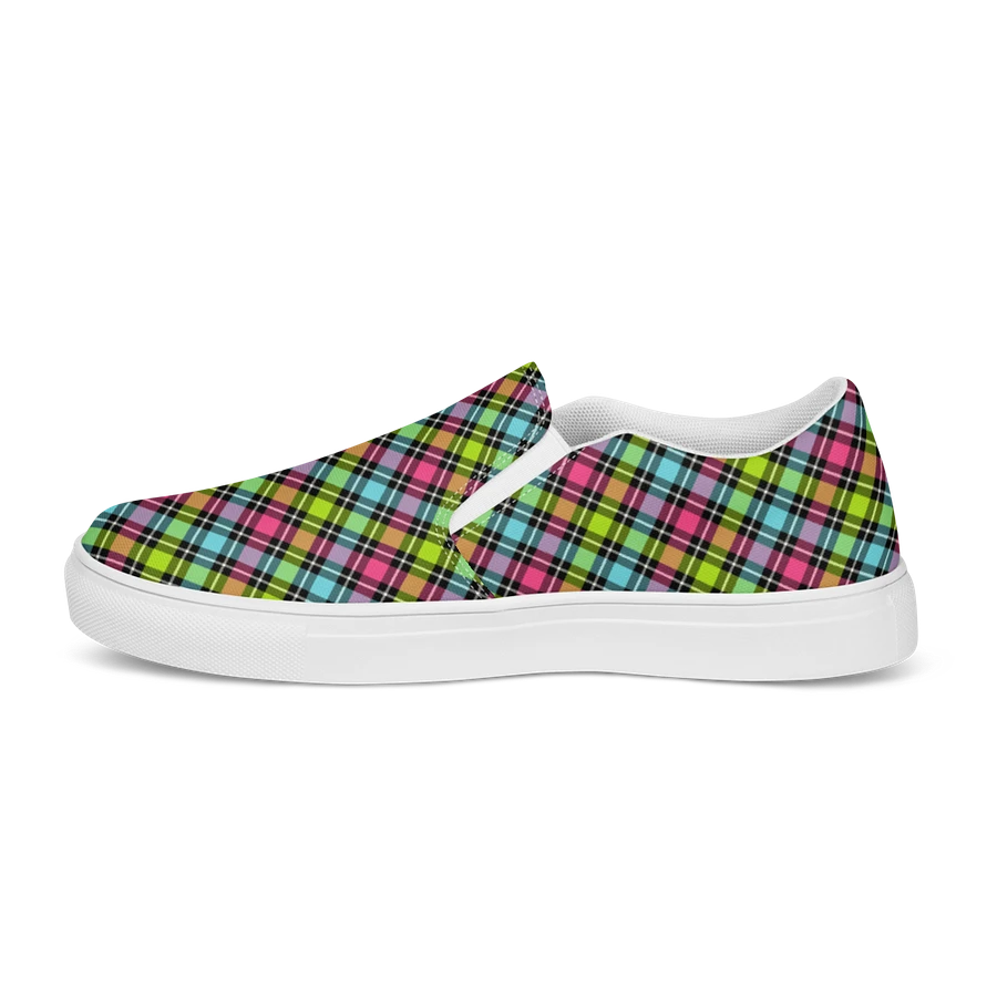 Neon Checkered Plaid Women's Slip-On Shoes product image (6)