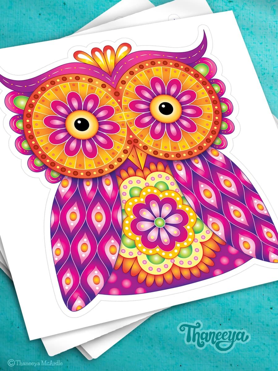 Whimsical Owl Sticker product image (1)