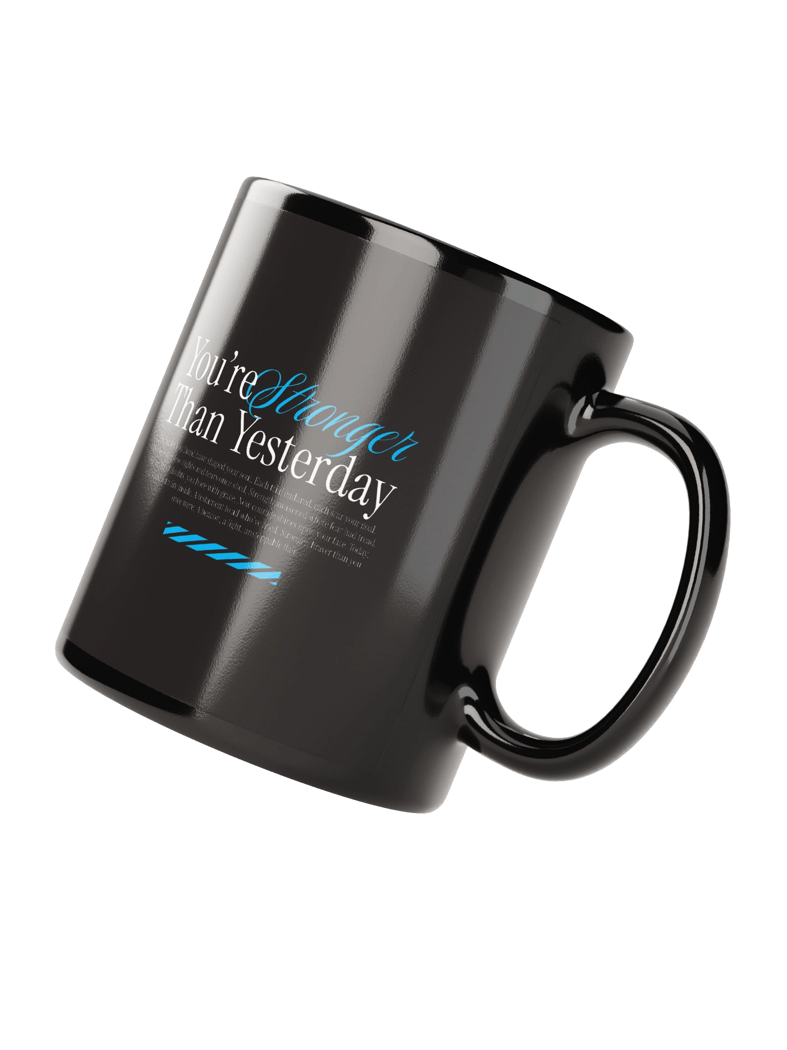"You're stronger than yesterday" Blue Splatter Mug product image (4)
