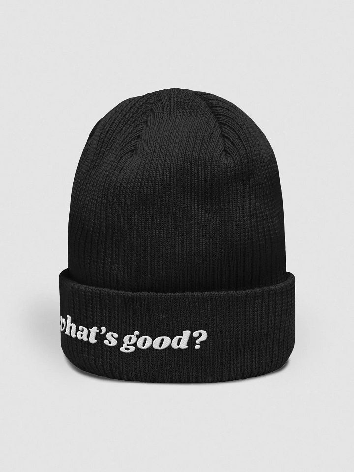 Organic Cotton "What's Good?" Emboidered Cuffed Beanie product image (2)