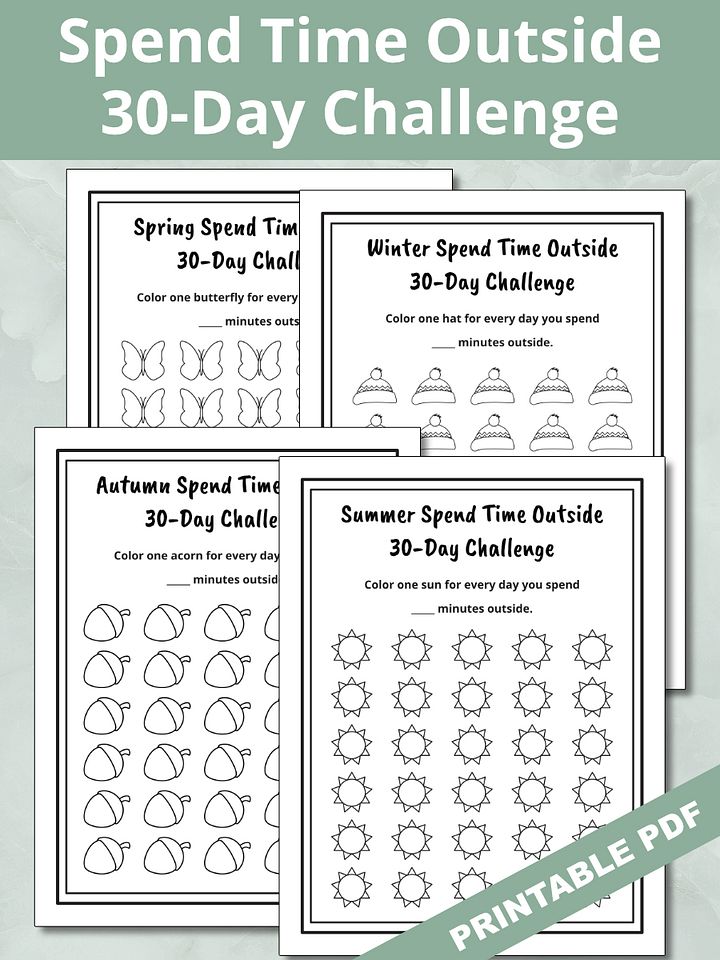 Printable Spend Time Outside – 30-Day Challenge Tracker (4-Season Pack) product image (1)