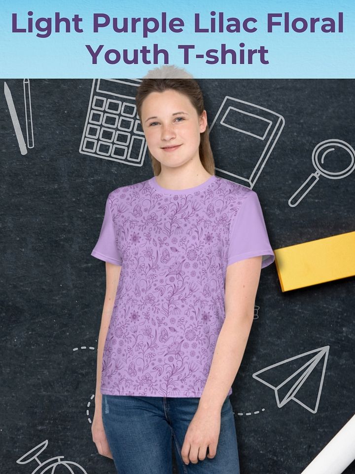 Light Purple Lilac Floral Youth T-shirt product image (1)