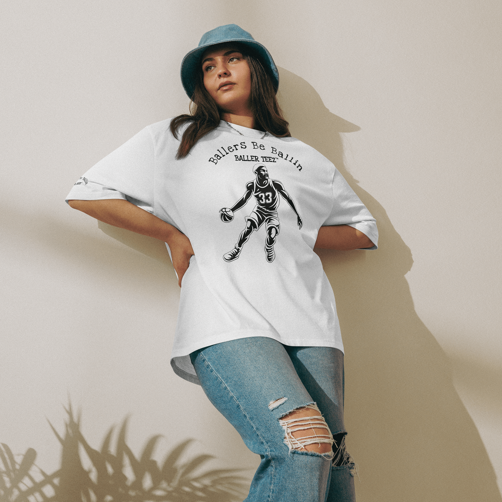 Baller Teez Oversized White Heavyweight Tee product image (7)