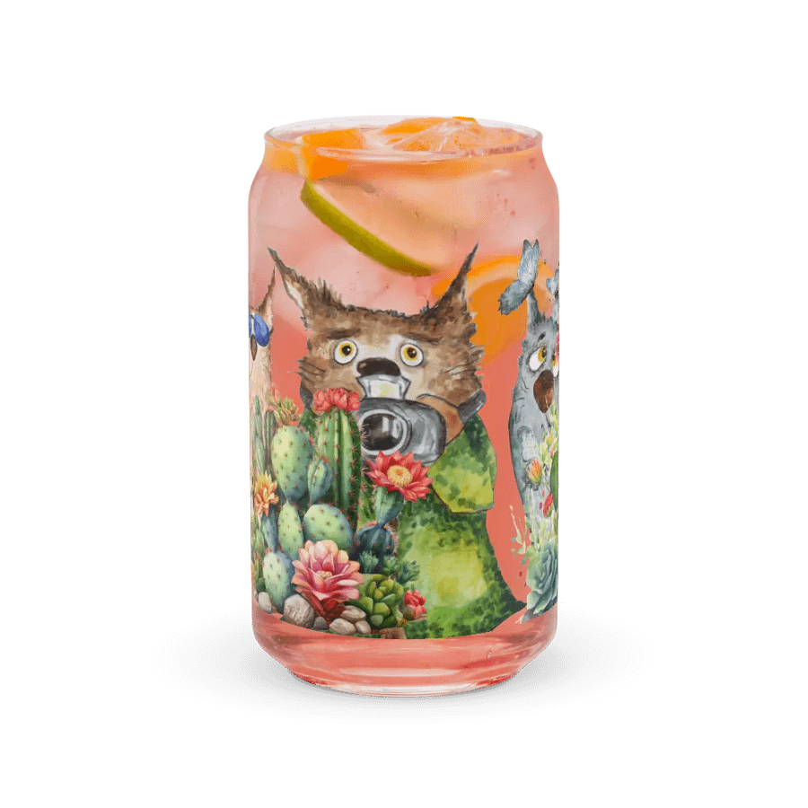 Desert Bloom: A Tale of Resilience Glass Can | 16 oz Friendship Blossoms Drinkware product image (7)
