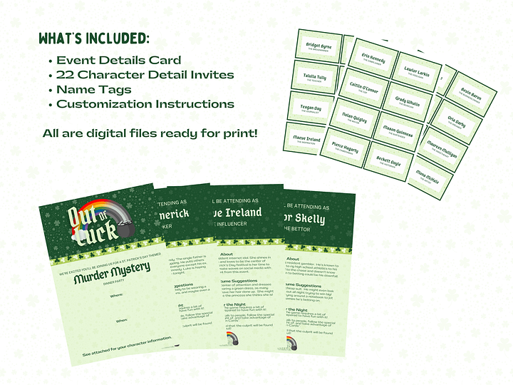 Out of Luck- A Festive St. Patrick's Day Murder Mystery - Invitations Add-On product image (2)