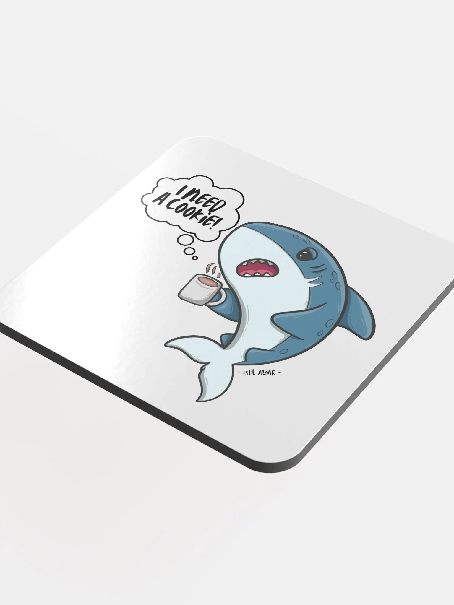 'Morning Sharki' Glossed Cork Coaster product image (4)