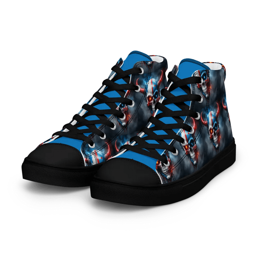 Red White and Blue Horned Skull Men's High Tops product image (7)