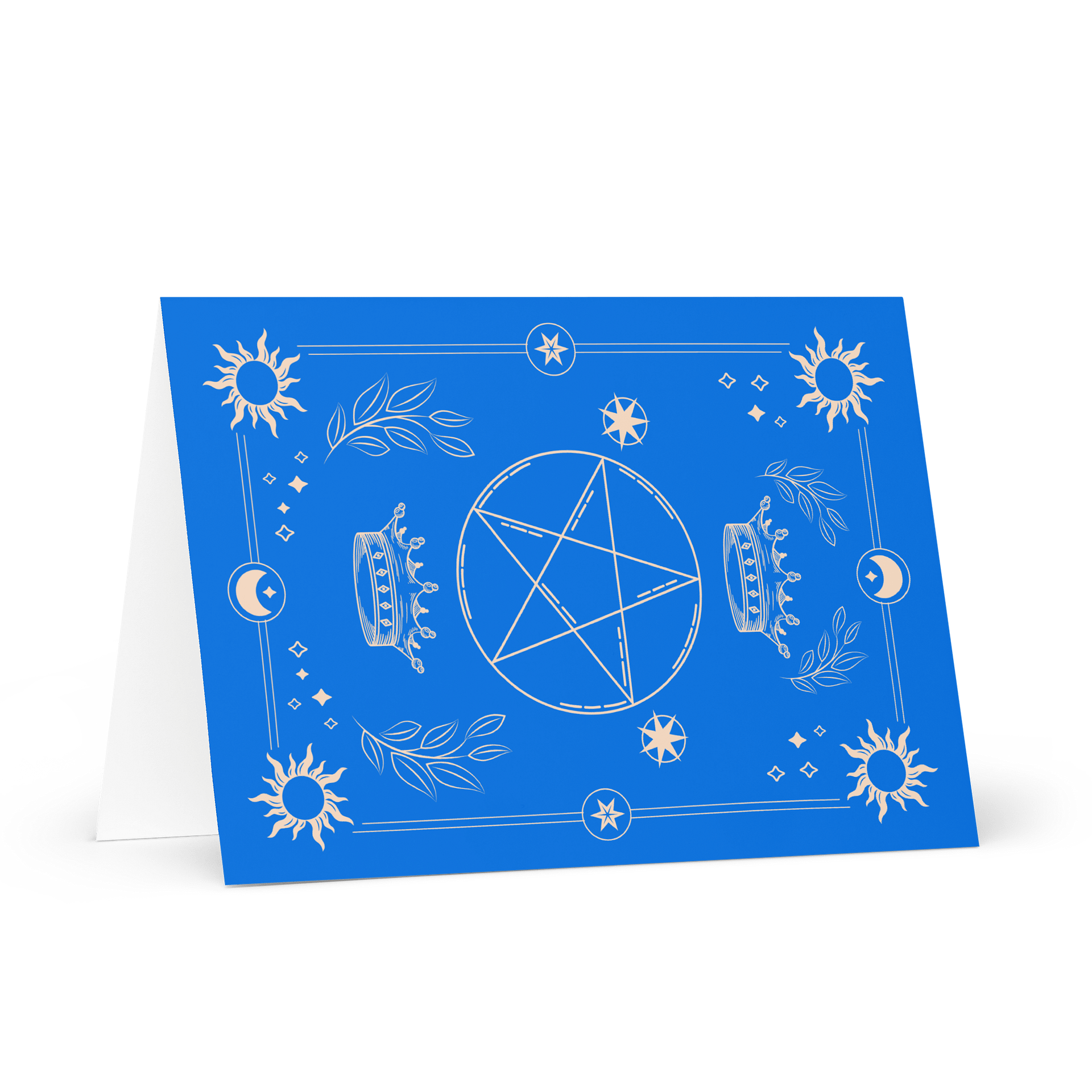 Crown and Pentagram Blue Tarot Card 5.83×8.27 Greeting Card product image (1)