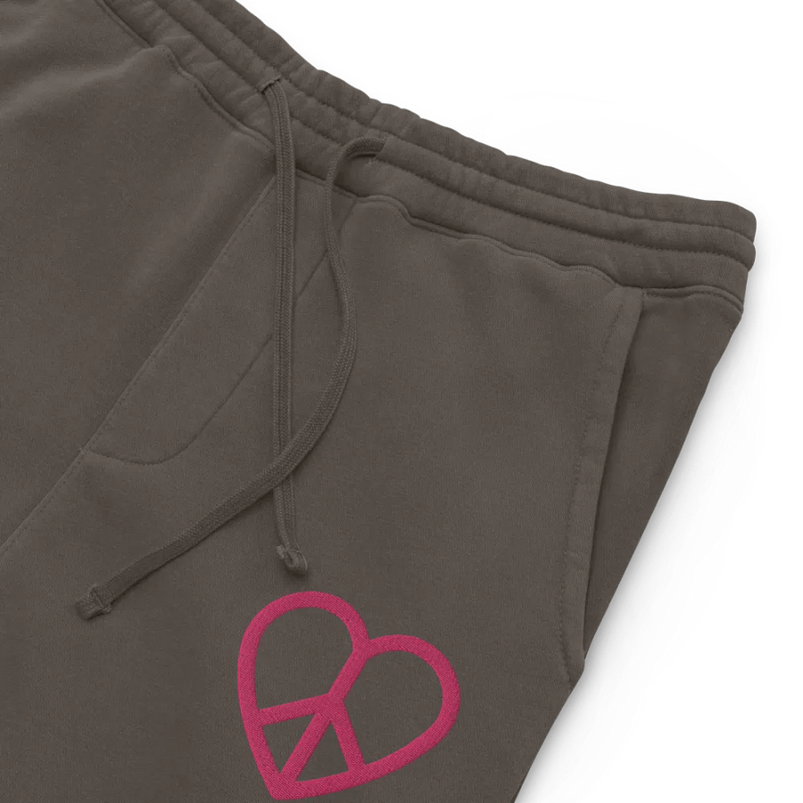 Embroidered Peace-Heart Sweatpants with Pockets (Pink Heart) product image (7)