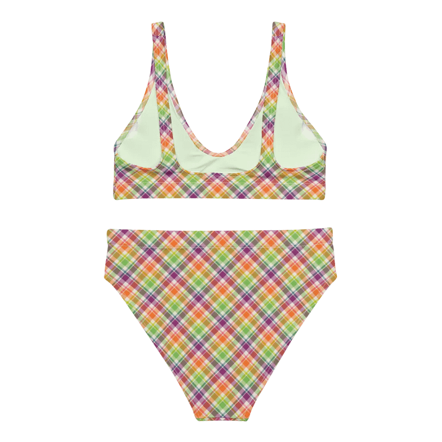 Purple, Orange, and Lime Green Plaid Bikini product image (4)