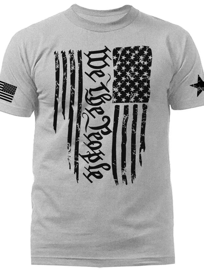 We The People Large Vertical US Flag American Pride Patriotic Graphic T-shirt product image (1)