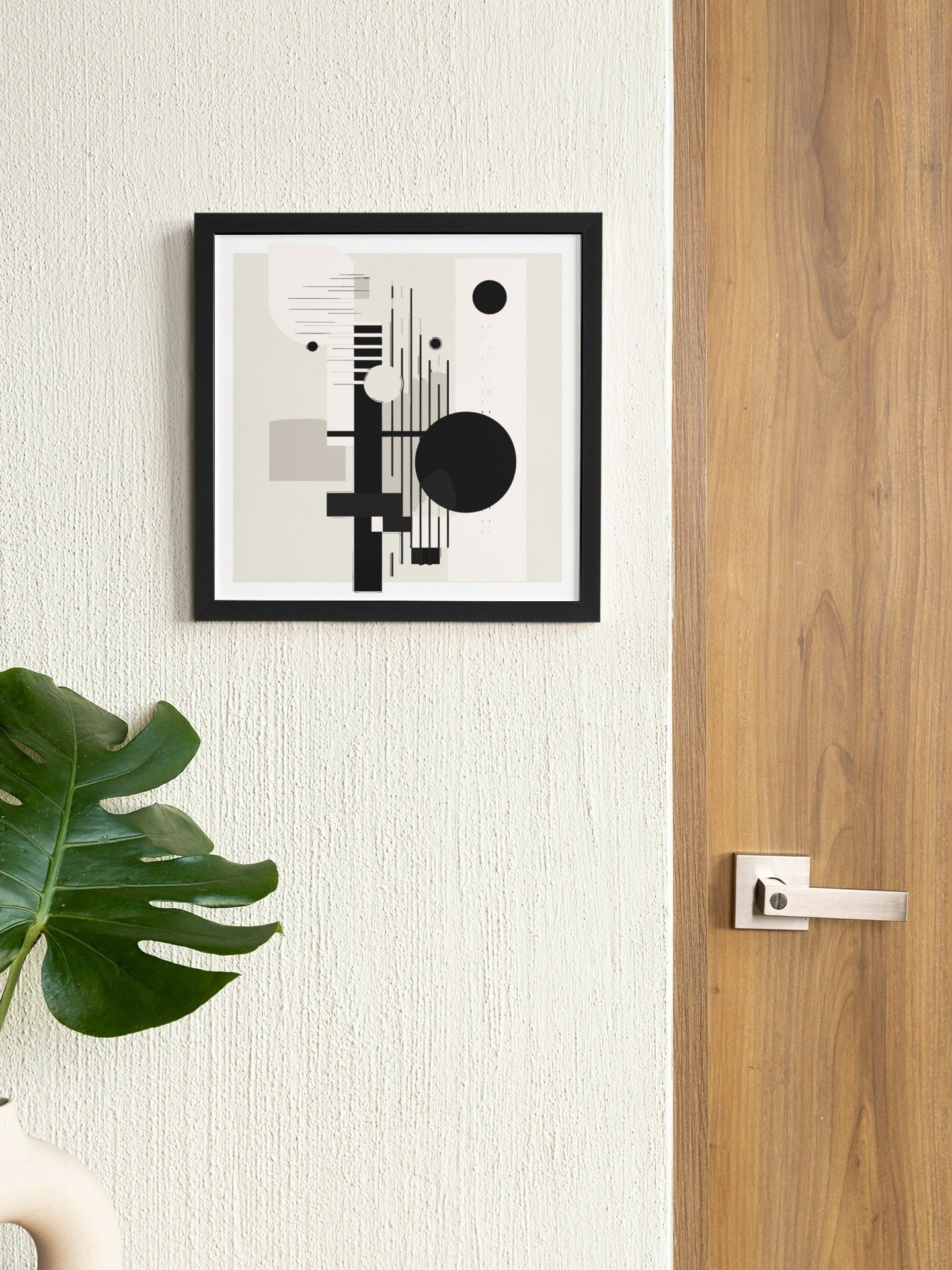 Abstract Geometric Black and White Art Poster, Modern Minimalist Shapes Print, Contemporary Monochrome Wall Art for Home Decor product image (2)