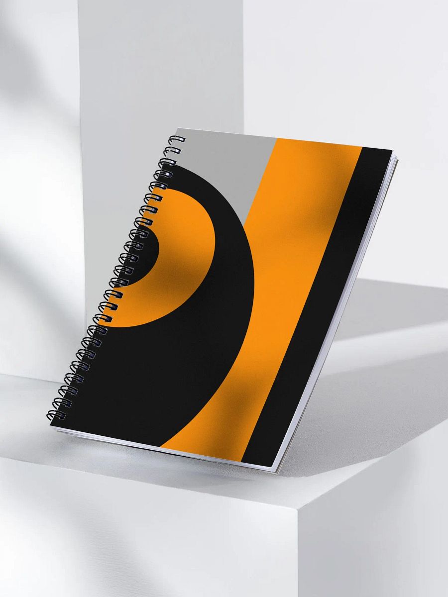 Black orange Circle and stripes Spiral Notebook product image (3)