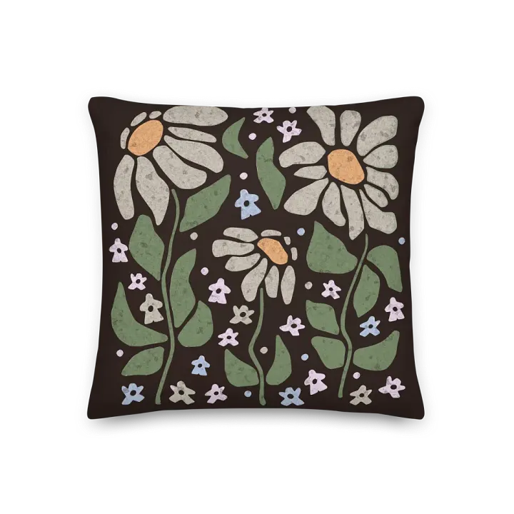 Pastel Floral Dancing Meeples 18" x 18" Pillow - Brown product image (2)
