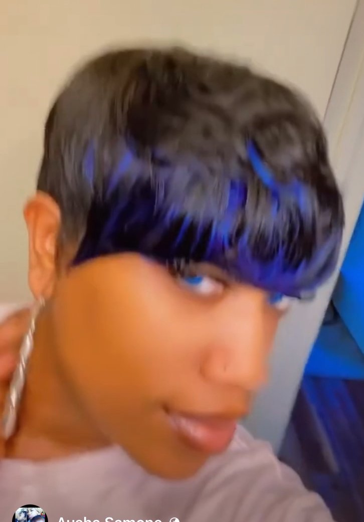 Blue and black short handmade wig product image (2)