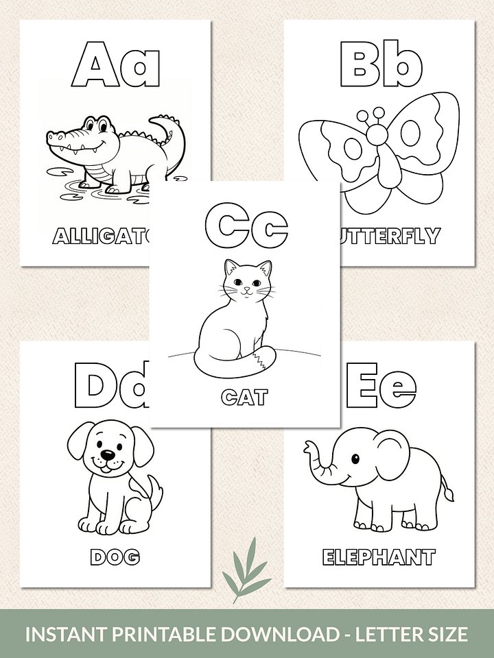 Printable Animal Alphabet Coloring Pages – 26 Fun & Easy Designs For Kids product image (2)