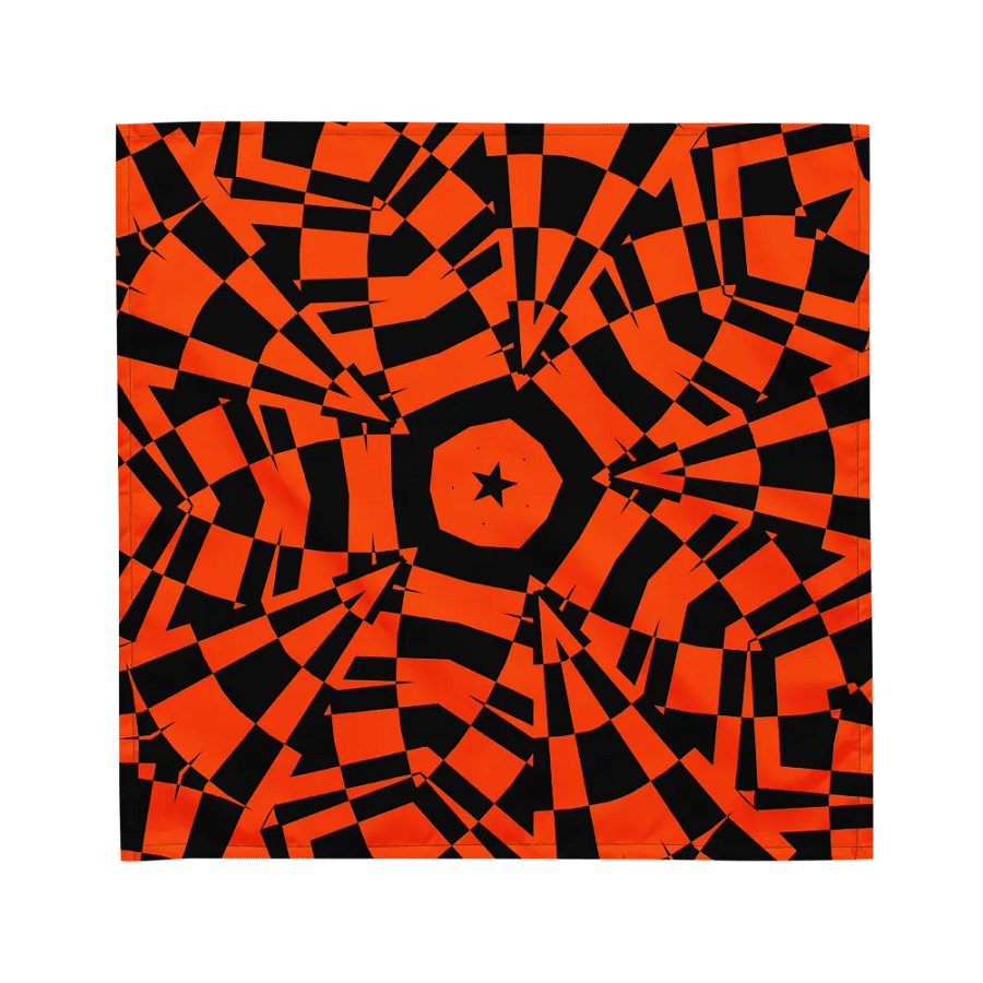 Psychedelic Star Kaleidoscope Illusion Bandana, Black Orange Twisted Halloween Accessory product image (1)