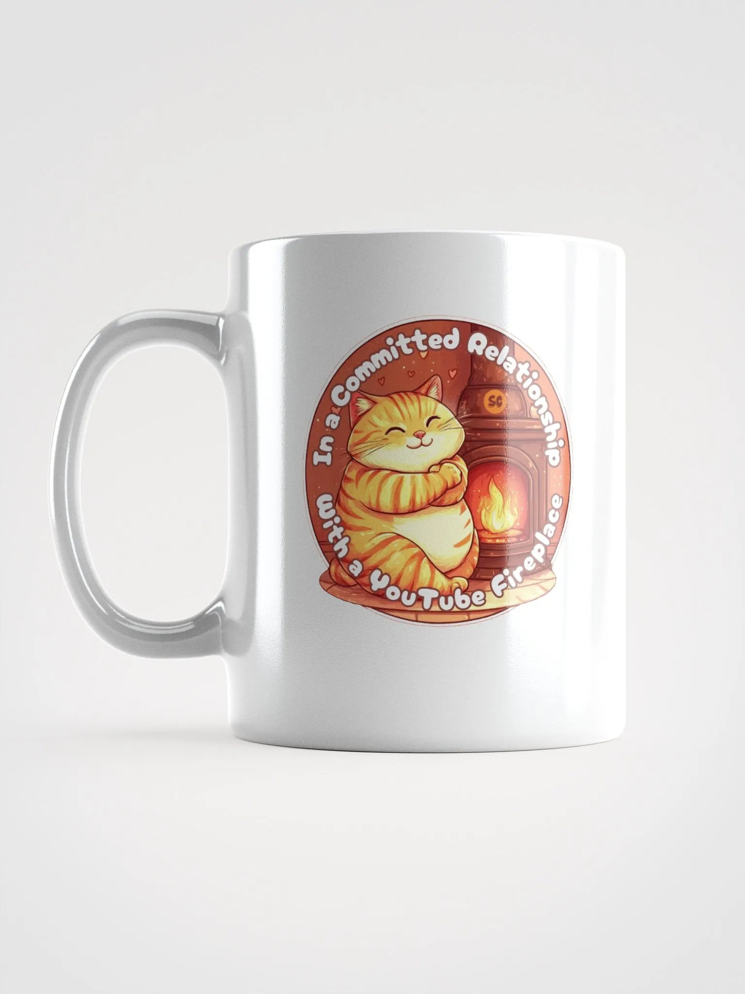 Cozy Cat - In a Committed Relationship with a YouTube Fireplace | White Glossy Mug product image (18)
