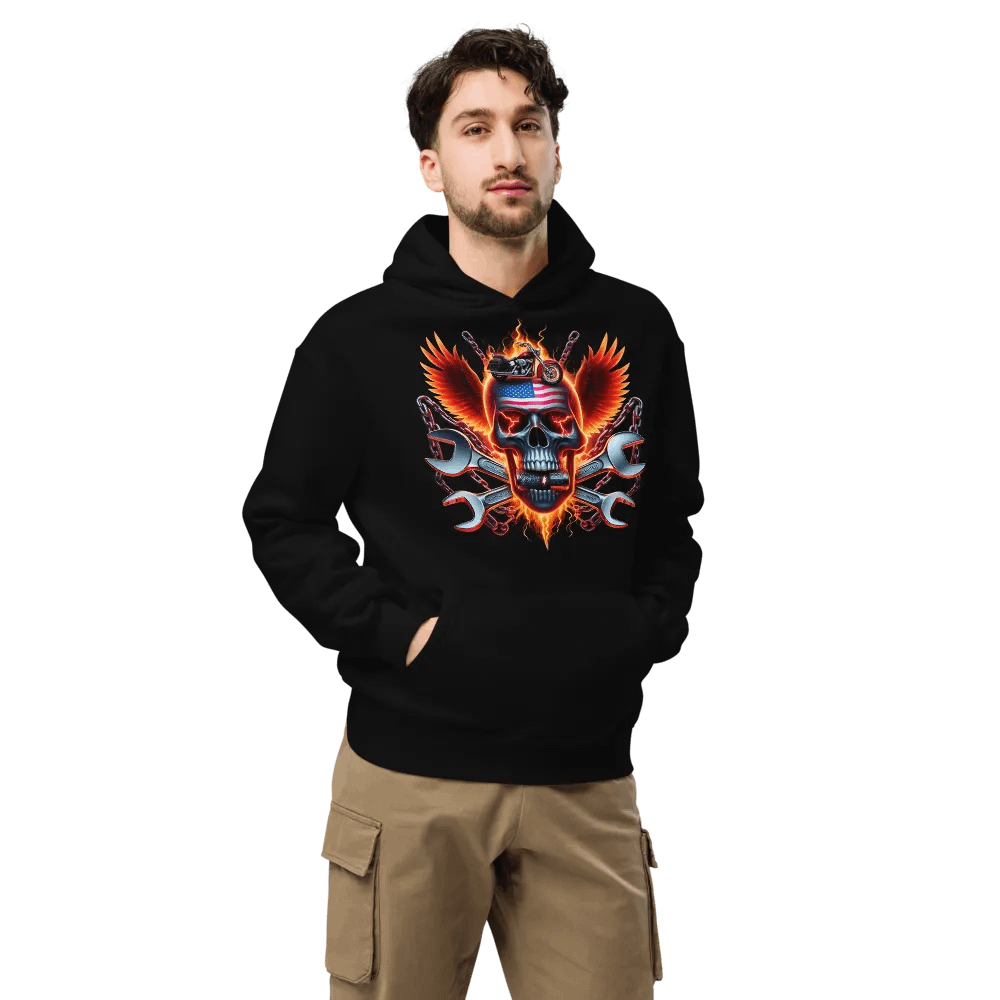 Flaming American Skull Oversized Hoodie #30 product image (7)