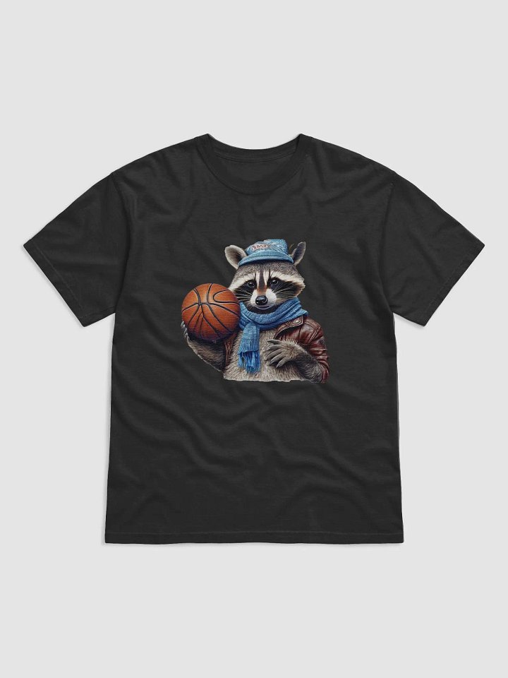 racoon wearing a scarf and a hat holding a basketball product image (1)