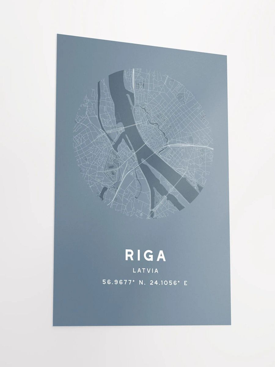 Riga Street Map Poster – Blue Minimalist Circular City Art product image (4)