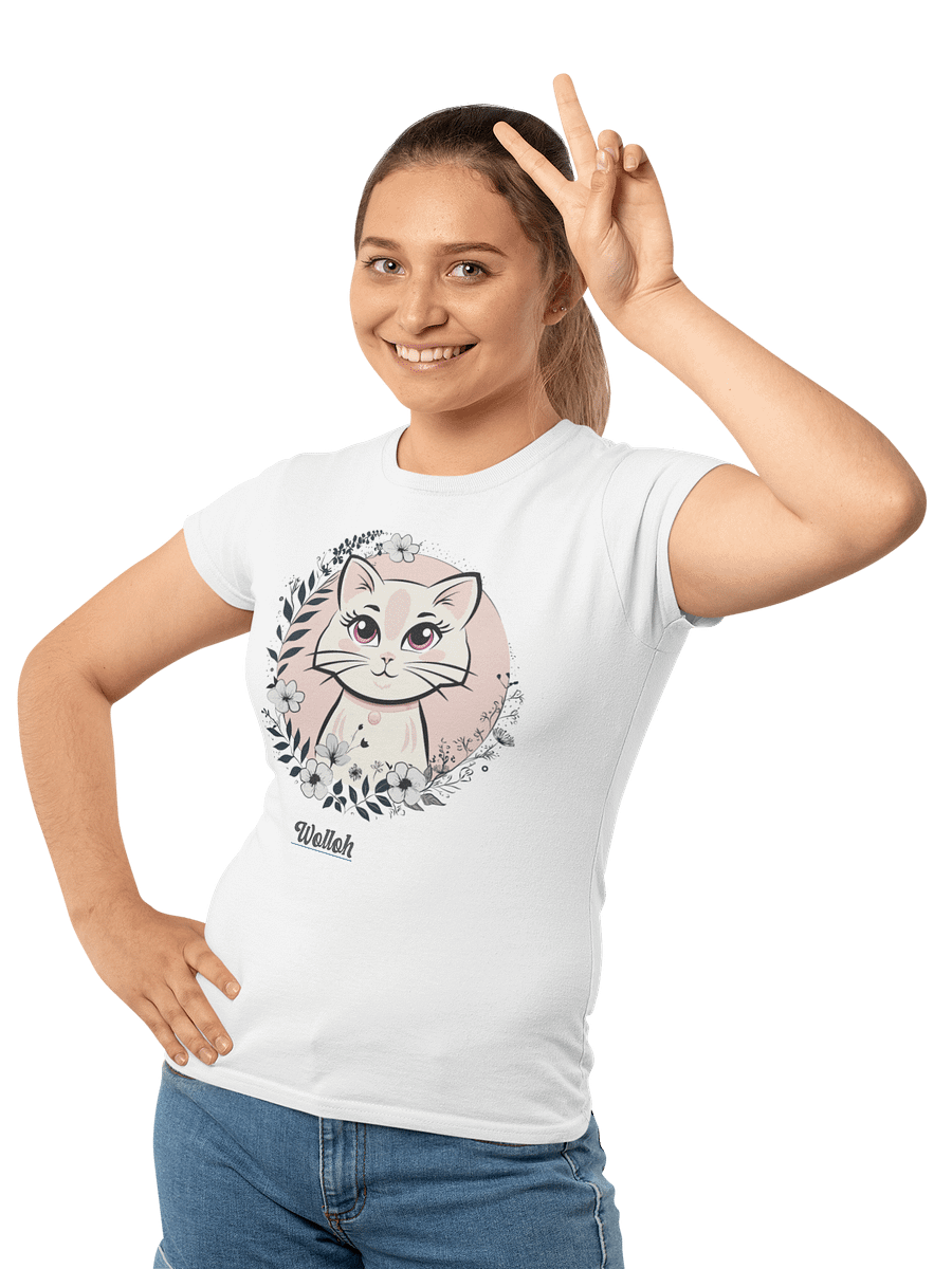 Elegant Floral Cat Graphic Women's Relaxed Fit T-Shirt product image (2)