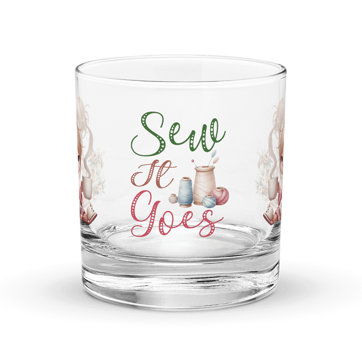 Sip & Sew Cartoon Girl Rocks Glass product image (1)